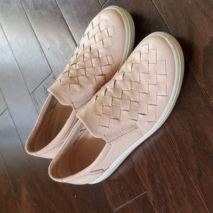 ECCO Soft 7 Woven Slip on Sneaker Pink Leather